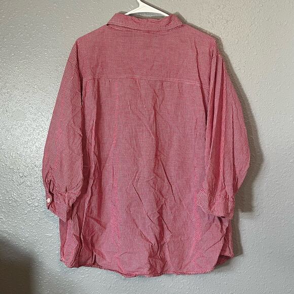 Tweety Bird 26/28 Womens Button Up Red White Plaid Looney Tunes Floral Collared - Picture 2 of 10